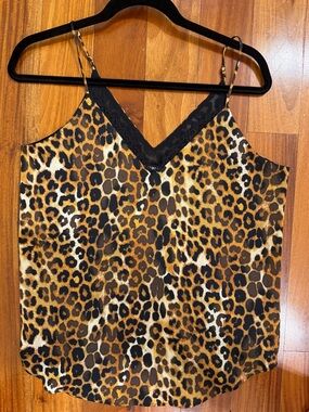 Express Womens Leopard Print Lace Trim V-Neck babydoll Cami
Top Small